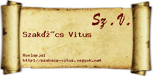 Szakács Vitus névjegykártya